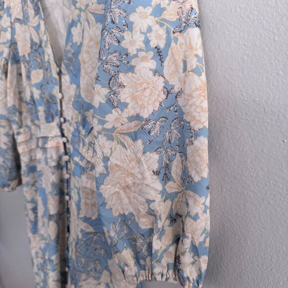 Like NEW Aly Daly blue and cream spring Floral Midi Dress, Large - Picture 8 of 14